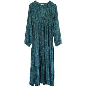 Karma Highway Deep V Maxi Dress OS Tiered Vacation Resort Fairy Cottagecore